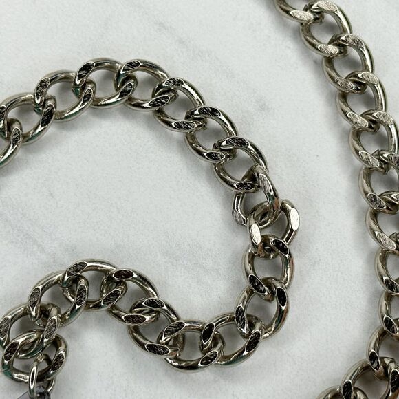 New York & Company Pink Flower Chain Link Belt Silver Tone Large/XL (L/XL) ✨ - Picture 9 of 12